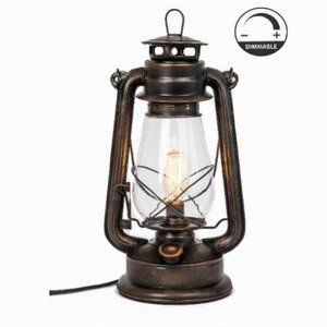 Variable Dimmer Electric Lantern Table Lamp Rust patina hand finished by Muskoka
